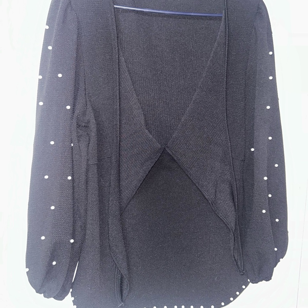 Elegant Black Sweater with Pearl Accents